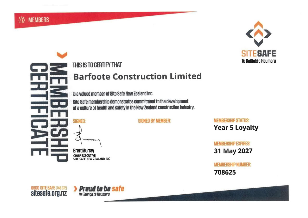 SiteSafe 2027 Membership Certificate